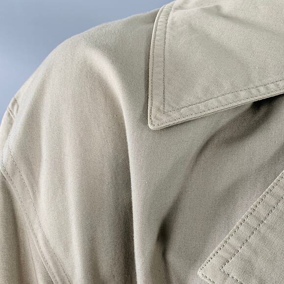 GIORGIO ARMANI Vintage Size L Khaki Cotton Open Front Belted Trenchcoat - Picture 6 of 11